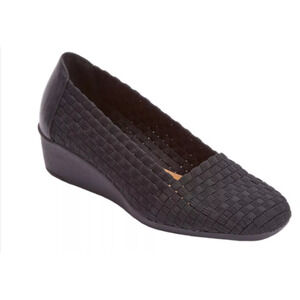 comfortview Black Woven Slip-On Flats
